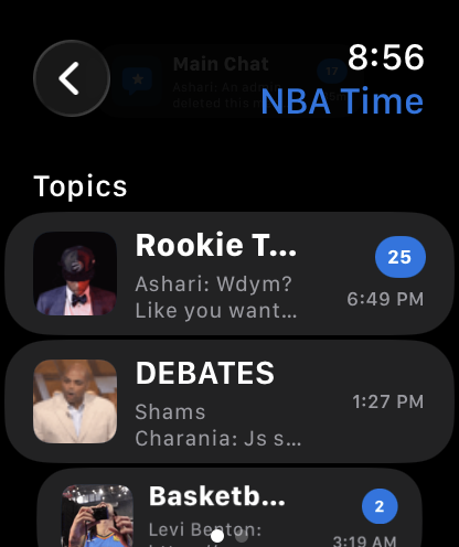 GroupX topics on Apple Watch